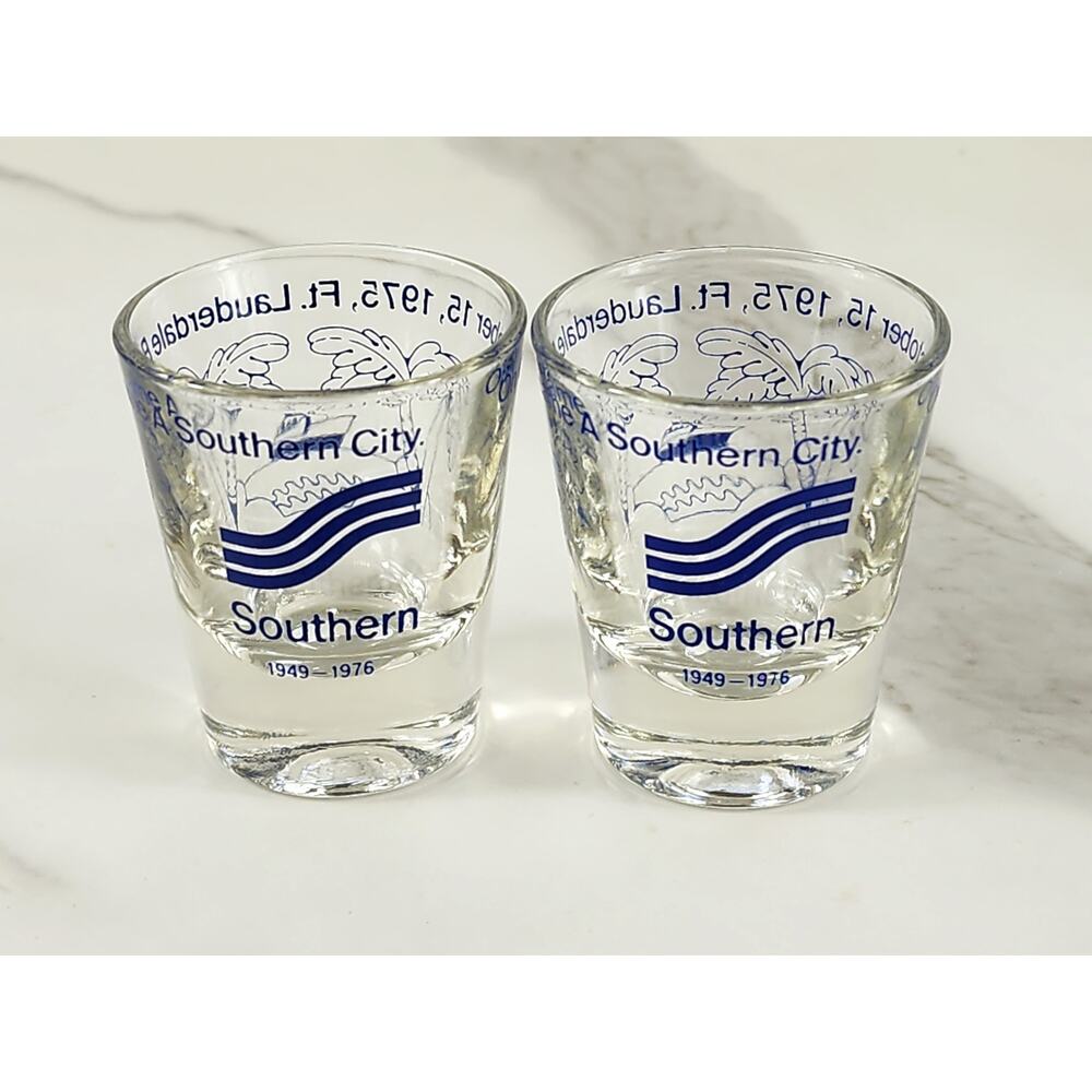 Southern Airways Airline Shot Glass Fort Lauderdale 1949 - 1976 x2 New Vintage